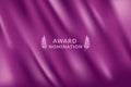 Award nomination ceremony luxury background with purple violet curtain cloth drape with wreath leaves