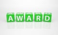 Award out of green Letter Dices
