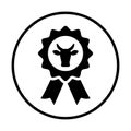 Award ribbon, best cow icon. Black vector graphics Royalty Free Stock Photo