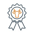 Award ribbon, best cow icon. Outline vector Royalty Free Stock Photo