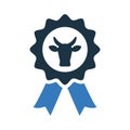 Award ribbon, best cow icon. Simple editable vector illustration Royalty Free Stock Photo