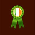 Award ribbon cockade in national Ireland flag colours