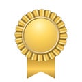 Award ribbon gold icon. Golden medal design isolated on white background. Symbol of winner celebration, best champion Royalty Free Stock Photo