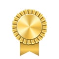 Award ribbon gold icon. Golden medal design isolated on white background. Symbol of winner celebration, best champion Royalty Free Stock Photo