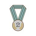 2nd success champion achievement award icon isolated vector illustration