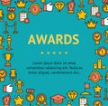 Award Signs Round Design Template Line Icon Concept. Vector