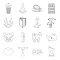 Award, sport, animal and other web icon in outline style. education, medicine, cooking icons in set collection.