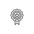 Award star badge line icon