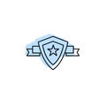 Award, star, shield, ribbons with color shadow vector icon in awards set