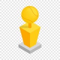 Award tennis ball trophy cup isometric icon