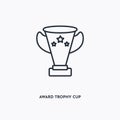 Award trophy cup outline icon. Simple linear element illustration. Isolated line award trophy cup icon on white background. Thin