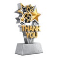 Award Trophy with Golden Thank You Sign. 3d Rendering