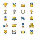 Award and Trophy Ribbon Best Set Of Winner Sport Abstract Vector Color Icon Style Colorful Flat Icons