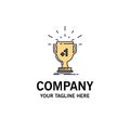 award, trophy, win, prize, first Flat Color Icon Vector