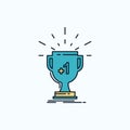 award, trophy, win, prize, first Flat Icon. green and Yellow sign and symbols for website and Mobile appliation. vector