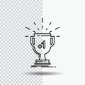 award, trophy, win, prize, first Line Icon on Transparent Background. Black Icon Vector Illustration