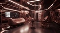 An Award-Winning Bionic Interior with Shiny Bronze and Maroon Walls in HD