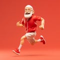 Award-winning 3d Man Toy With Beard Running On Red Background