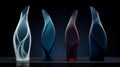 Award-winning Glass Statues: Dark Azure And Red Serene Beauty