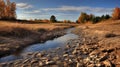 Award-winning Hdr Photography Sand Dunes Stream With River Stones In Fall