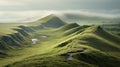 Award-winning Oasis Photograph Of Green Grass Covered Mountain In Denmark