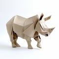Award-winning Origami Rhino In Dark Beige - Uhd Image