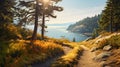 Award-winning Shoreline Hiking Trail Illustration With Pastel And Strong Shadows