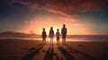 Award-winning Silhouette Photography Of Family On Beach At Sunrise