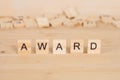 Award word written on wood