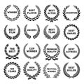 Award wreaths. Cinema premiere, public winning in movie nomination. Laurel branches wreath, business, sport