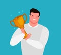 Awarding Ceremony. Prize winner in the hands. Flat design vector Illustration Royalty Free Stock Photo