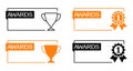 Awards banners with cup and medal icons