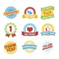 Awards and compliments label set. Flat style design illustration icon Royalty Free Stock Photo