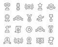 Awards Icons Set. Collection of linear simple web icons such as Cups, Awards, Medals, Diplomas, Champion, Number One