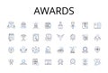 Awards line icons collection. Honors, Prizes, Trophies, Rewards, Accolades, Distinctions, Achievements vector and linear