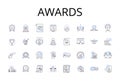 Awards line icons collection. Honors, Prizes, Trophies, Rewards, Accolades, Distinctions, Achievements vector and linear