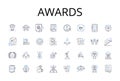 Awards line icons collection. Honors, Prizes, Trophies, Rewards, Accolades, Distinctions, Achievements vector and linear