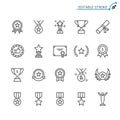 Awards line icons. Editable stroke