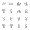 Awards line icons set,