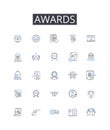 Awards line icons collection. Counting, Summing, Tabulating, Calculating, Enumerating, Reckoning, Totaling vector and Royalty Free Stock Photo