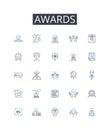 Awards line icons collection. Honors, Prizes, Trophies, Rewards, Accolades, Distinctions, Achievements vector and linear