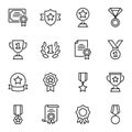 Awards and prizes thin line icons set