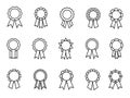 Awards ribbons line icons