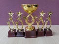 Golden award cups Trophys Royalty Free Stock Photo