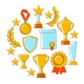 Awards and trophy background. Reward items for sports or corporate competitions.