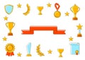 Awards and trophy background. Reward items for sports or corporate competitions.