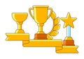 Awards and trophy background. Reward items for sports or corporate competitions.