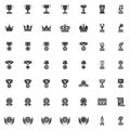 Awards trophy vector icons set