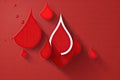 Awareness banner with red paper cut blood drop, Generative AI Royalty Free Stock Photo