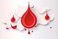 Awareness banner with red paper cut blood drop, Generative AI Royalty Free Stock Photo